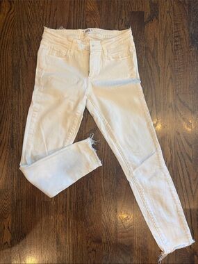 PAIGE White Raw-Hem Skinny Jeans